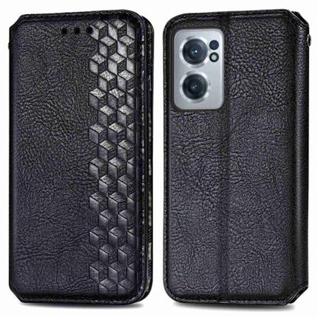 Nahkakotelo With A Stylish Rhombus Imprint For OnePlus Nord CE 2 5G - Musta