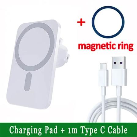 30W Magnetisk Bil Trådløs Oplader Til Iphone 15 14 13 12 Pro Max Mini Macsafe Biltelefon Holder Stand Mount Hurtig Opladningsstatus White with cable