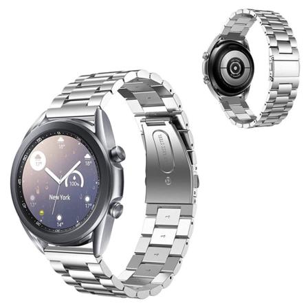 20 mm JLT klockarmband i rostfritt stål med tre pärlor för Samsung Galaxy Watch 4 - Silver Silvergrå