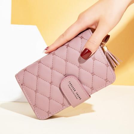 Naisten lompakko kolikkokukkaro Pitkä useita korttipaikkoja Monipuolinen Retro Classy Clutch Rubber Pink