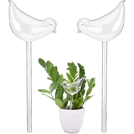 Automatisk vanningssystem for planter i fugleform, klare glassbeholdere for vann