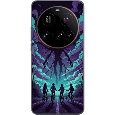 Kompatibelt Mobildeksel til Xiaomi Xiaomi 15 Ultra Stranger Things-inspirert fantasyillustrasjon med mørkt monster, syklende barn og dramatisk rød h