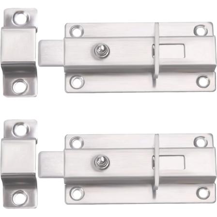 Paksuuntunut ruostumattomasta teräksestä valmistettu jousilukkosarja, 2 kpl 4 tuuman ovilukko liukuva lukko, tynnyrilukko painikkeella, sopii kotiin (