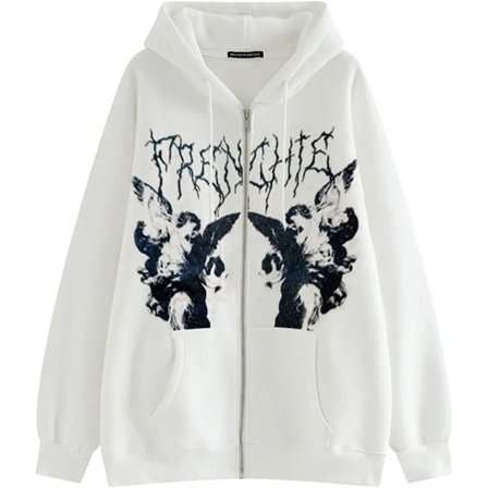 IC Kvinder Y2K Print Hoodie Crop Topper Langærmet Oversized