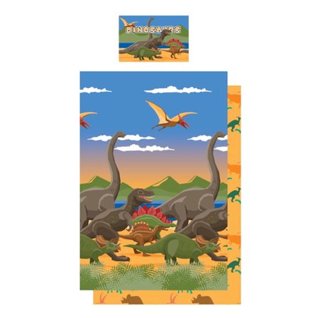 Floso Dino Herd Vändbart Påslakanset Enkelt Flerfärgat