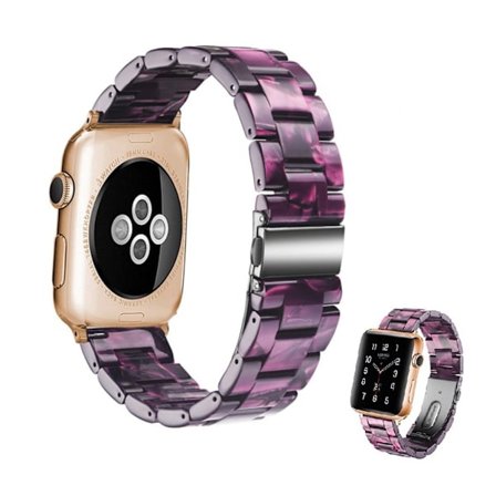 Apple Watch Series 5 44mm fashionable klockarmband - svart / lila