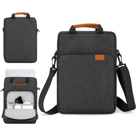 13 tums Laptopfodral med axelrem och handtag, datorväska bärväska för 13,3 Apple Macbook Air, Mac Pro med vadderad