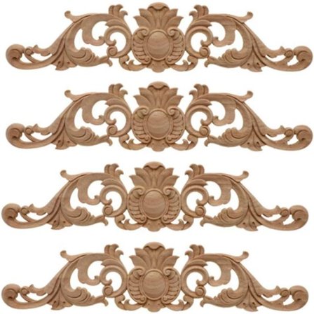 4 stk. treskjærte hjørneapplikasjoner i stor størrelse, europeisk stil
