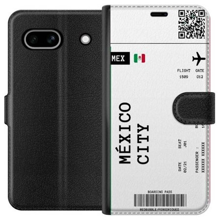 Kompatibelt Lommeboketui til Google Google Pixel 7a Mexico by boarding pass design med flydetaljer, flagg og QR-kode. Reiseinspirert motiv perfekt for