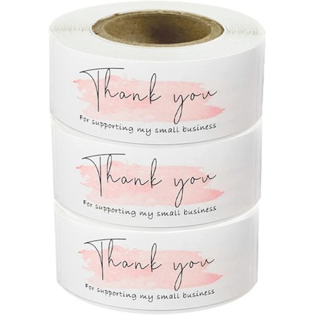 3 rullaa 1 "x 3" kiitos-tarroja, vaaleanpunainen koristeellinen tiivistys s