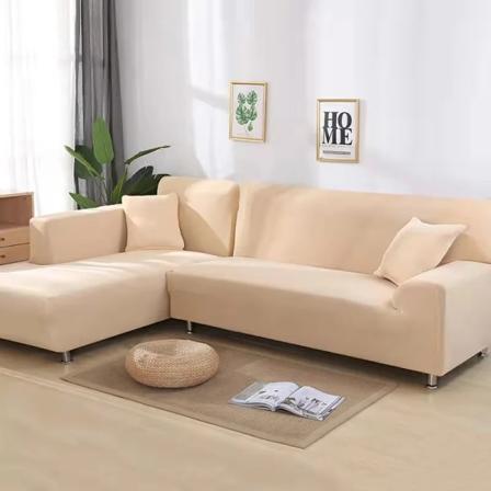Enfärgade sofföverdrag för vardagsrum Elastisk cover L-formad cover Slipcover Stolskydd 1/2/3/4 sits Beige 1-seat 90-140cm