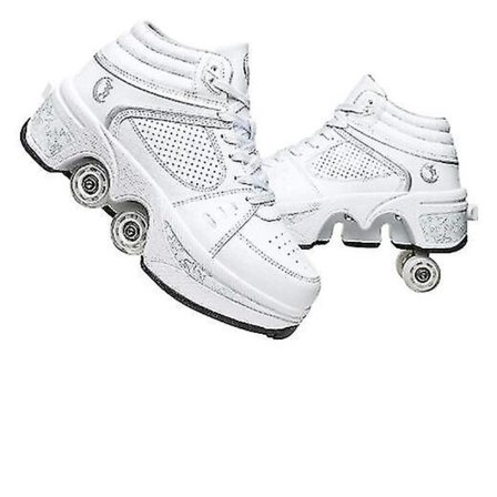 Multifunktionelle rulleskøjtesko til voksne børns skøjtesko hvide