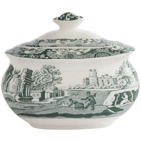 Spode Heritage Green Italian sukkerskål med låg 25 cl, grøn/hvid | KitchenOne