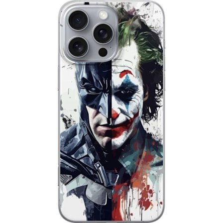Yhteensopiva Puhelinkuori Apple Apple iPhone 16 Pro Max Jakettu muotokuva Batmanista ja Jokerista dramaattisessa kuvituksessa, kuvankaunis supersankar