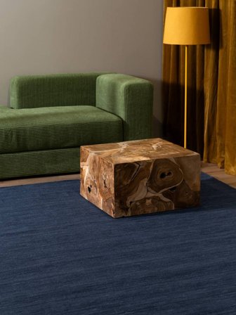 Wool Rug Plain (Single Colored) Handloom Flat Navy Blue Large