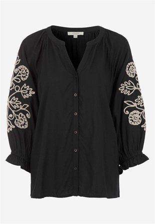 Cellbes of Sweden - Blus med brodyr - svart / beige - för damer - 34/36