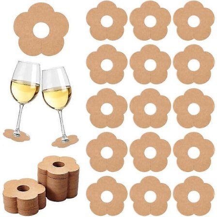 150 stk. Papir Vinglass Markører 2,7x2,6 Blank Blomst Stettglass Drikke Navnelapp BurlyWood/Hvit Farge Engangs Vinlapp Drikke Charm DIY Identifikasjon