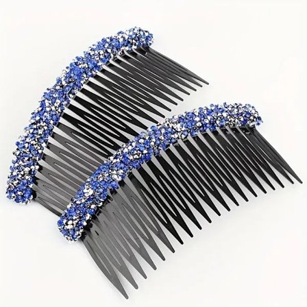 Full Strass Kam Glittrande Hårklämma Kam Hårklämma Strass Hårkam Lugghårklämma Håraccessoar 2 [Blå]