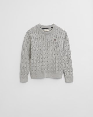 GANT - Kabelstrikket genser til barn light grey melange