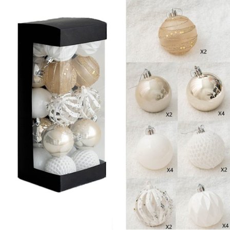 Champagne Juletrekuler Sett Juletrepynt