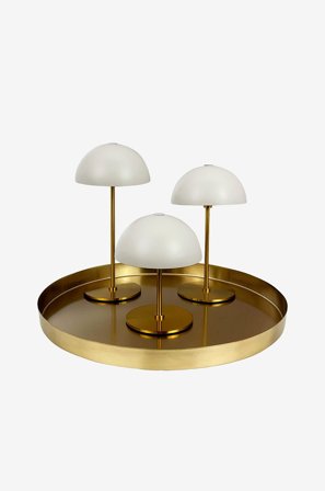 Dyberg Larsen - Bordlampe Along Mini 3 stk. og bakke - Beige - Bordlamper - Fra Homeroom