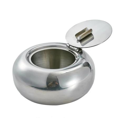 Silver modern bordsskiva i rostfritt stål med lock för inomhus- eller utomhusbruk, perfekt för hem eller kontor silver