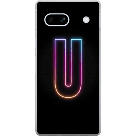 Kompatibelt Mobildeksel til Google Google Pixel 7a Minimalistisk neonbokstav U i fargerik lys effekt mot svart bakgrunn