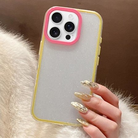 iPhone 16 Pro Max Glitter Kontrastfärg PC Hybrid TPU Skal