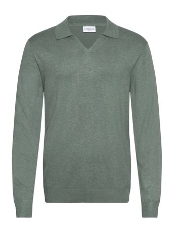 Lindbergh Ecovero L/S V-Neck Polo - Green - L