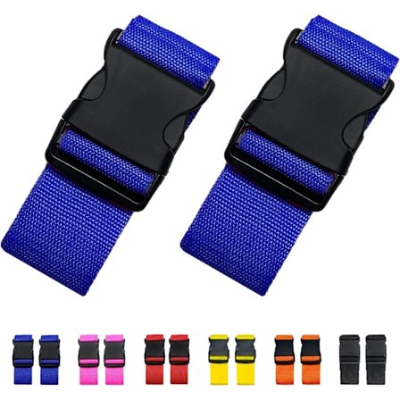 Bagageremmar, Ljusa Justerbara Bagageremmar, TSA-godkända (Blå) 2-pack