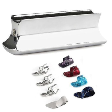 Gitarr Slide Metall Stål Tone-Bar, med Celluloid och Rostfritt Stål Metall Tum- & Fingerplektrum