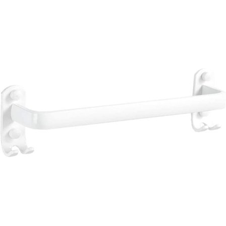 Badrums Handdukshängare Väggmonterad Handdukshängare Kökshanddukskrok med Krok, 1 Stång, Vit, 16 tum