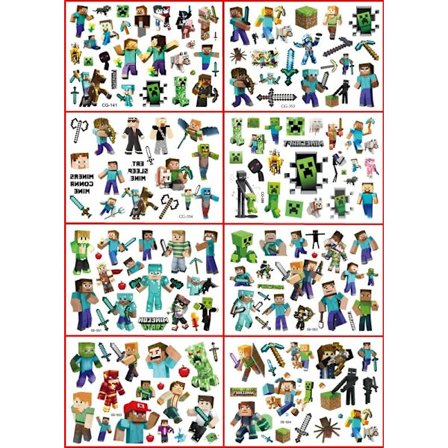 Minecraft Børne Tattoos 8 Ark 160 Midlertidige Tattoo Klistermærker