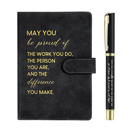 A5 Notesbog, Takke Gaver til Kolleger, Læder Notesbog og Pen Sæt, Stål Skal Gel Pen Notesbog, Personlig Papirvare Gave Sæt, Afsked