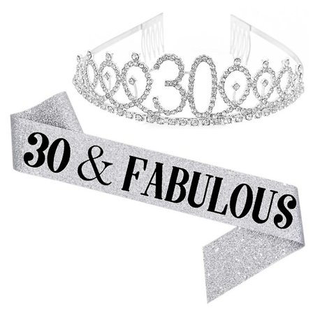 Kvinder Glitrende Rhinestone Brev Print Sash Tiara Sæt Fødselsdag