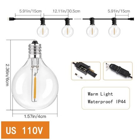 Festoon String Lights Trädgårdsdekorlampa 7,6M(25&2)US US