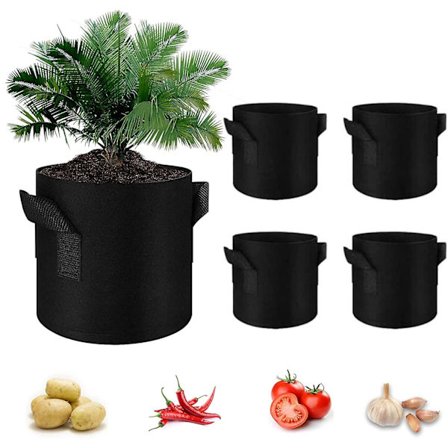 5-pakke grønnsakdyrkingsekker, plantebeholdere i filt, plantebeholdere for grønnsakdyrking