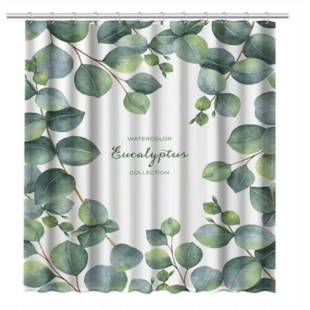 Eucalyptus Blade Bruseforhæng - Botanisk Tema Stof til Badeværelse Unikke Akvarel Kunst Badeforhæng Kvinder og Mænd