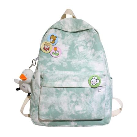 Vintage Canvas Skolväska för Flickor Grå/grön/blå/rosa Multificka Ryggsäck för Kvinnlig Tonårsflicka Ryggsäck Green