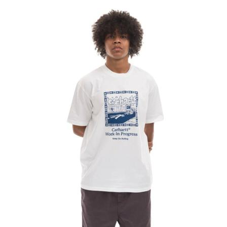 Carhartt Wip, Koszulka męska Carhartt WIP S/S Steamroller T-Shirt I030663 White Biały, Mężczyzna, Rozmiar: M