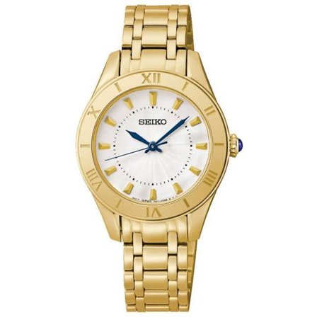 Damklocka - SEIKO - MUJER SRZ434P1 - Guld - Vit - Rund - Kvarts