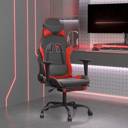 Vidaxl Gamingstol Med Massage Och Fotstöd Svart Och Röd Konstläd Röd