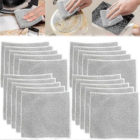 Ridsfri ståluldsopvaskebørste, japansk ståltrådsskrubbe til gryder, pander, vaske, multifunktionel køkkenrengøringsklud til våd og tør brug