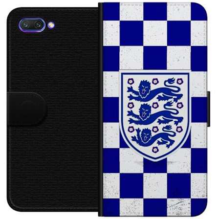 Kompatibelt Plånboksfodral till Honor Honor 10 Grafiskt schackrutigt mönster i blått och vitt med klassiskt heraldiskt emblem, retroinspirerad spor