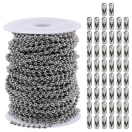 1 Sæt Loftventilator Kuglekæde i Rustfrit Stål DIY Halskædekæde med Spænder db Sølv