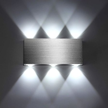 LED 2W Inomhus Kall Vit Vägglampa Modern Fyrkantig Upp Ner Aluminium