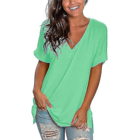 Dametøj T-shirt Sommer Tops 2022 Sommer V-hals Løstsiddende Casual