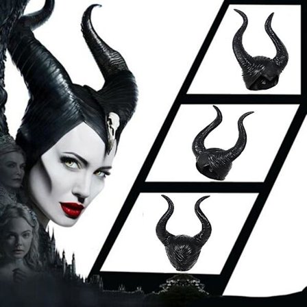 Halloween Kvinnor Maleficent Long Horns Evil Queen Cosplay Headpiece Fancy Costume Headwear