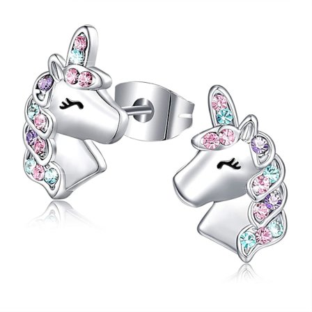 Sølv Enhjørning Øreringe Til Piger Hypoallergeniske Søde Cz Enhjørning