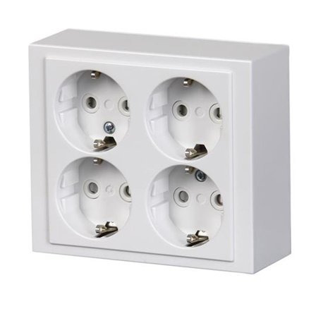 ABB Impressivo Stikkontakt 4-veis, jordet, utenpåliggende Hvit, Strømbrytere & vegguttak